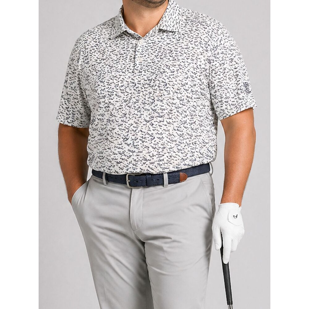 Peter Millar Summer Comfort Polo Shirt XXL Airplane Print Performance Golf